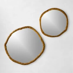 Abel Brass Round Wall Mirror 34" 6 Abel Brass Round Wall Mirror 34" -Cb2 AbelBrsRndWallMirrorsGrpFHS22