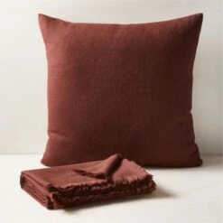 Alpaca Rum Raisin Throw Pillow With Down-Alternative Insert 20'' -Cb2 AlpacaRmRsnPllwNThrwGrpFHF23
