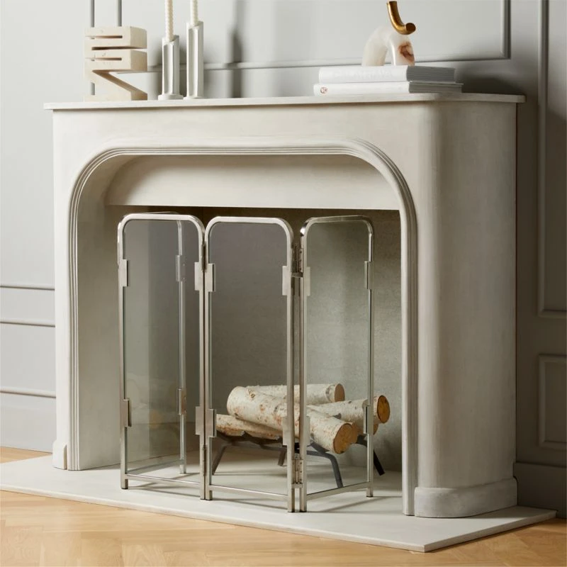 Amos Polished Nickel Fireplace Screen 2 Amos Polished Nickel Fireplace Screen - Image 2