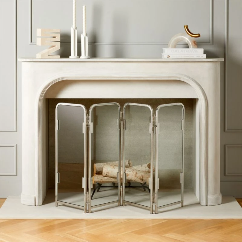 Amos Polished Nickel Fireplace Screen 1 Amos Polished Nickel Fireplace Screen