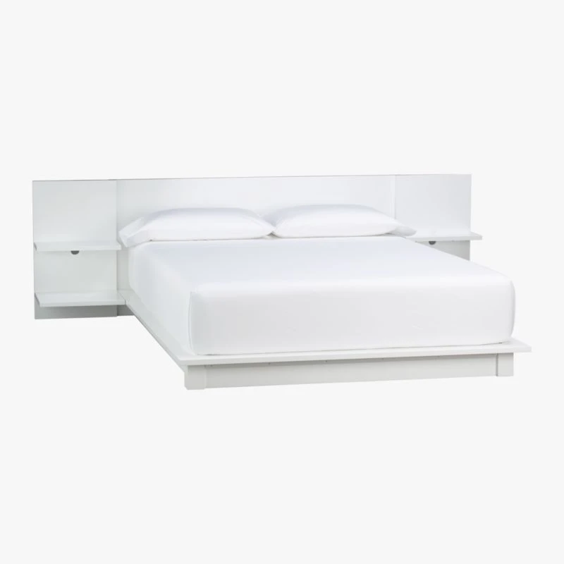 Andes High-Gloss White Platform Queen Bed With Nightstands 2 Andes High-Gloss White Platform Queen Bed With Nightstands - Image 2