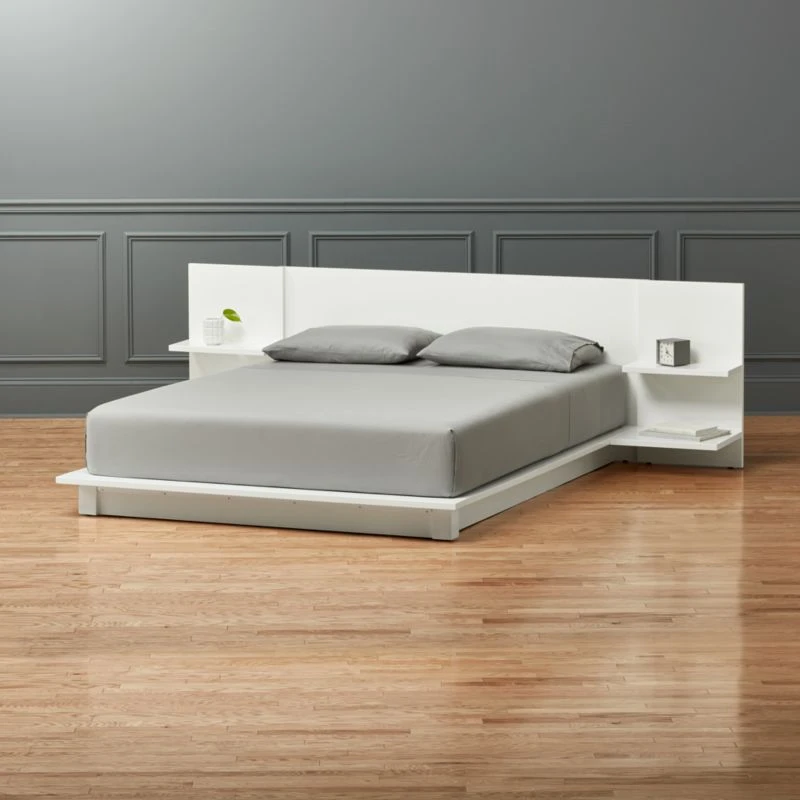 Andes High-Gloss White Platform Queen Bed With Nightstands 1 Andes High-Gloss White Platform Queen Bed With Nightstands