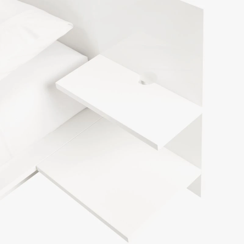 Andes High-Gloss White Platform Queen Bed With Nightstands 4 Andes High-Gloss White Platform Queen Bed With Nightstands - Image 4