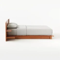 Andes Acacia Wood Platform Queen Bed With Nightstands -Cb2 AndesQueenBedAcaciaSDSSS21