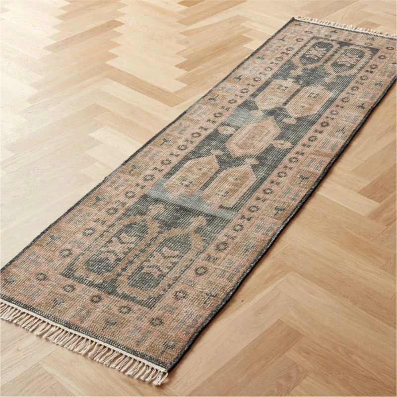 Aracati Navy Blue New Zealand Wool Runner Rug 2.5'x8' 2 Aracati Navy Blue New Zealand Wool Runner Rug 2.5'x8' - Image 2
