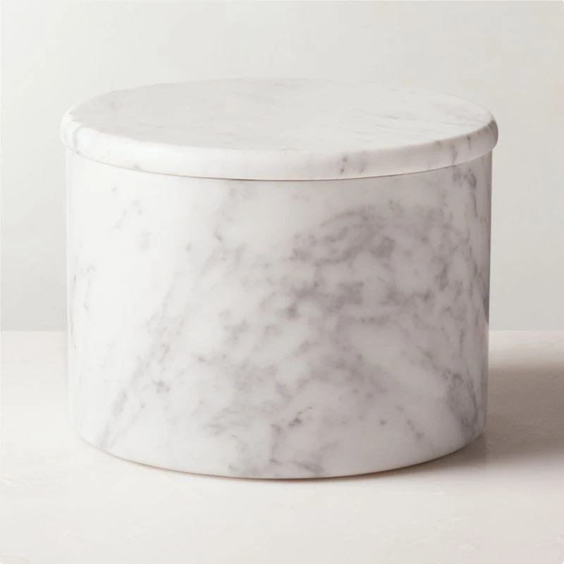 Arris Large White Marble Canister 1 Arris Large White Marble Canister