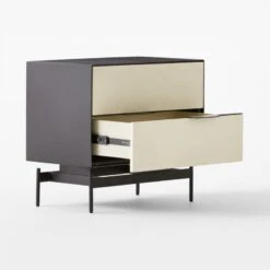Avers 2-Drawer Plaster And Black Metal Nightstand -Cb2 AversMtlFrameNightstand3QAVSSS22