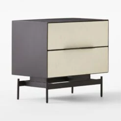 Avers 2-Drawer Plaster And Black Metal Nightstand -Cb2 AversMtlFrameNightstand3QSSS22