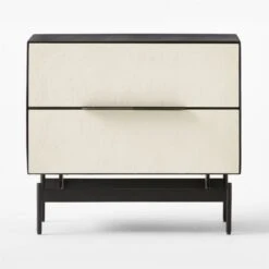 Avers 2-Drawer Plaster And Black Metal Nightstand -Cb2 AversMtlFrameNightstandSOSSS22