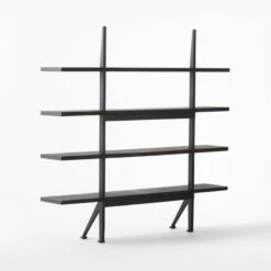 Azzurra Black Metal And Wood Bookshelf -Cb2 AzzurraBookcase3QBSSF22