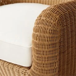 Bacio Natural Rattan Outdoor Lounge Chair With Ivory Sunbrella® Cushions 13 Bacio Natural Rattan Outdoor Lounge Chair With Ivory Sunbrella® Cushions -Cb2 BacioNatLoungeChairAVSSS23