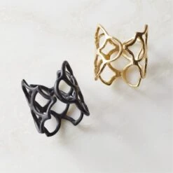 Basal Satin Black Napkin Rings Set Of 8 -Cb2 BasalNapkinRingGroupFHF22 1