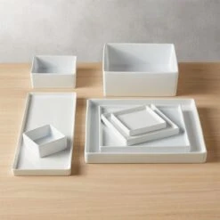 Bento Square White Appetizer Plate Set Of 8 -Cb2 BentoWhiteCollectionGrpFHF16