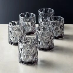 Betty Smoked Glass Tealight Candle Holders Set Of 6