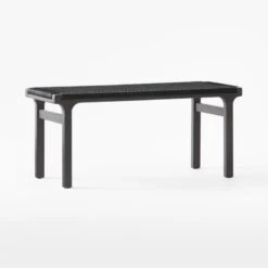 Small Black Leather Woven Bench -Cb2 BlackLthrWrappedBenchSm3QSSF21