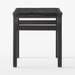 Small Black Leather Woven Bench -Cb2 BlackLthrWrappedBenchSmSDSSF21
