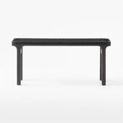 Small Black Leather Woven Bench -Cb2 BlackLthrWrappedBenchSmSOSSF21
