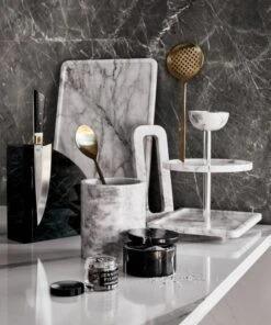 Link White Marble Trivet -Cb2 BlackMarbleMagneticKnifeBlockMR20 1