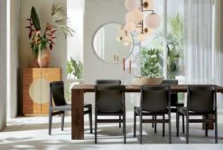 Burano Charcoal Grey Leather Sling Chair -Cb2 Blox35x91DiningTableBuranoJN19