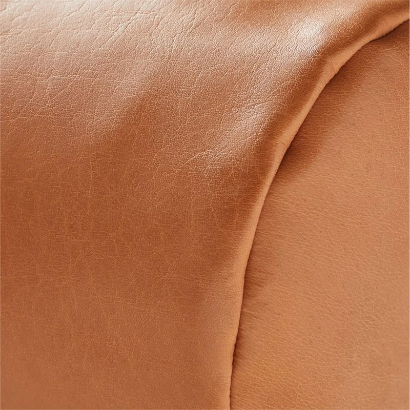 Bolster Brown Leather Throw Pillow 24" 2 Bolster Brown Leather Throw Pillow 24" - Image 2