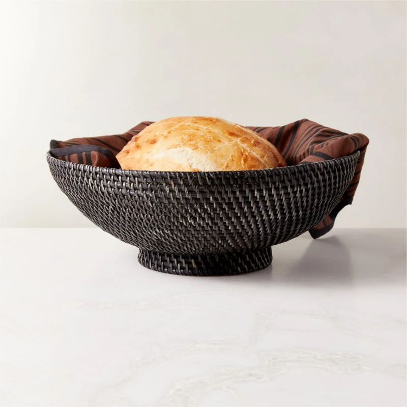 Borneo Woven Rattan Black Bowl 2 Borneo Woven Rattan Black Bowl - Image 2