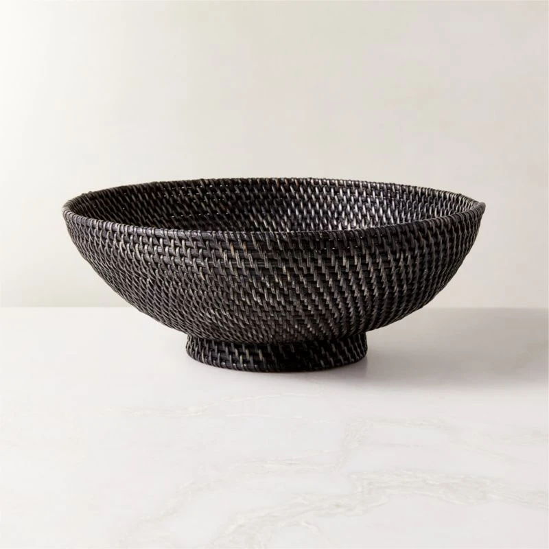 Borneo Woven Rattan Black Bowl 1 Borneo Woven Rattan Black Bowl