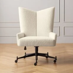 Bowtie Cream Boucle Office Chair Model 3002