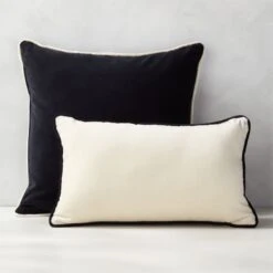 20''x12'' Bronte Recycled Velvet Black And White Outdoor Throw Pillow -Cb2 BronteVlvtPillowGroupFHS22