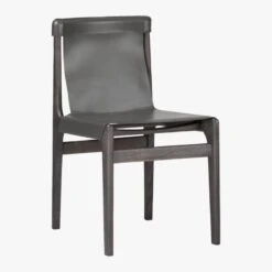 Burano Charcoal Grey Leather Sling Chair -Cb2 BuranoLthrChrChrcl3QFF18