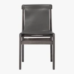 Burano Charcoal Grey Leather Sling Chair -Cb2 BuranoLthrChrChrclF18