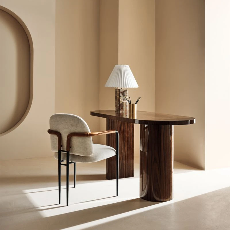 Marisa High-Gloss Walnut Wood Desk 60'' 2 Marisa High-Gloss Walnut Wood Desk 60'' - Image 2