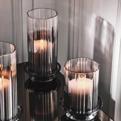 Lustro Smoked Glass Hurricane Candle Holder Small -Cb2 CB2FA22 43A V1