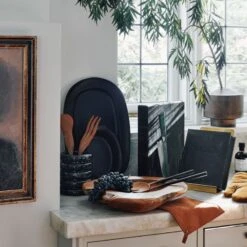 Sculpt Terracotta Large Black Platter -Cb2 CB2HOL22 20A Hero