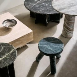 Pasar Round Green Marble Side Table -Cb2 CB2SP23 10D V2