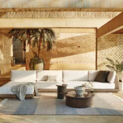 Kelso Brown And Blue Stripe Indoor/Outdoor Area Rug 5'x8' 9 Kelso Brown And Blue Stripe Indoor/Outdoor Area Rug 5'x8' -Cb2 CB2SU22 09A v7 RET