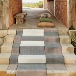 Kelso Brown And Blue Stripe Indoor/Outdoor Area Rug 5'x8' 10 Kelso Brown And Blue Stripe Indoor/Outdoor Area Rug 5'x8' -Cb2 CB2SU22 22A hero