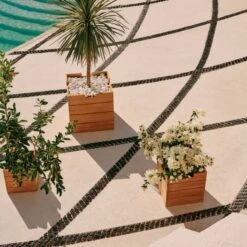 Ferrat Teak Outdoor Planters -Cb2 CB2SU23 RC 01E HERO