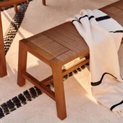 Roc Teak And Rattan Outdoor Dining Bench -Cb2 CB2SU23 RC 05A Det 178