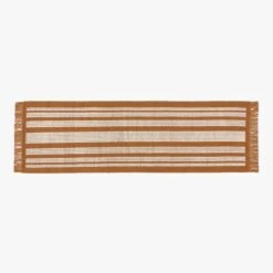 Calia Copper And White Striped Runner Rug 2.5'x8'