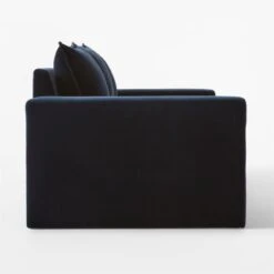 Camden Ink Blue Velvet Sofa -Cb2 CamdenSeaBlueSofaSDSSF22