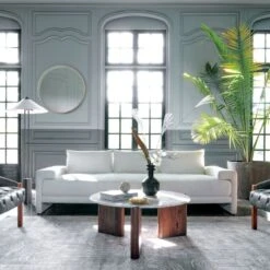 Santoro Round White Quartz Coffee Table -Cb2 CamdenWhiteSofaAP21 1x1