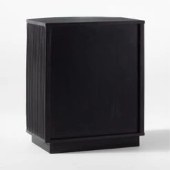 Cameo Curved Black Wood Nightstand With Drawer -Cb2 CameoBlkCrvdNightstand3QBSSS22