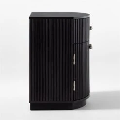 Cameo Curved Black Wood Nightstand With Drawer -Cb2 CameoBlkCrvdNightstandSDSSS22