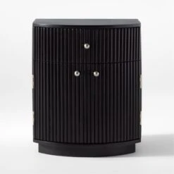 Cameo Curved Black Wood Nightstand With Drawer -Cb2 CameoBlkCrvdNightstandSOSSS22