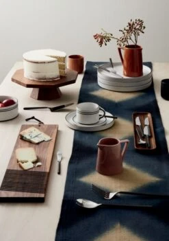 20-Piece Rush Blackened Handle Flatware Set -Cb2 CarveWalnutWoodCakeStandSP18