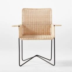 Silla En Mimbre Wicker Dining Armchair -Cb2 ClaraPorsetSillaEnMimbreSOSSF21