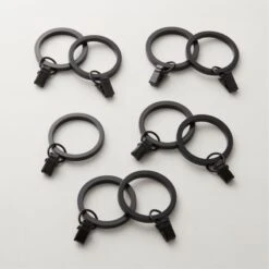 Matte Black Curtain Rings With Clips Set Of 9