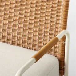 Colombe Ivory Metal And Rattan Outdoor Loveseat With Ivory Sunbrella® Cushions -Cb2 ColombeBlancLoveseatAVSSS23