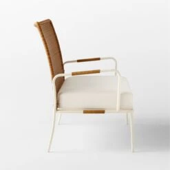 Colombe Ivory Metal And Rattan Outdoor Loveseat With Ivory Sunbrella® Cushions -Cb2 ColombeBlancLoveseatSDSSS23