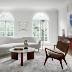 Santoro Round White Quartz Coffee Table -Cb2 CurvoSnowSofaOC20 1x1